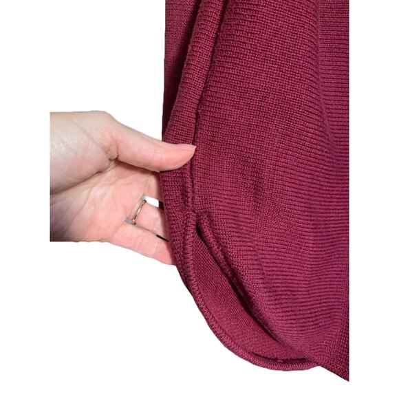 Michael Kors-Zip Back Tunic Sweater-Knit Pullover-Long Sleeve-Burgundy-Women's-L - Picture 4 of 4